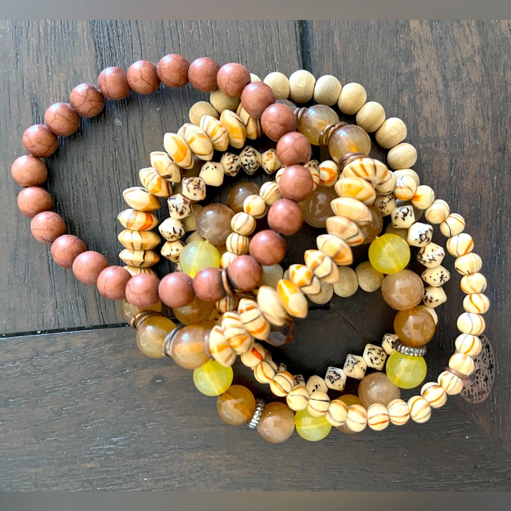 Neutrals/earth tone stackable bracelet set